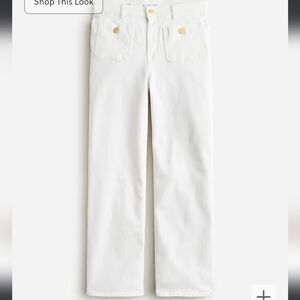J. Crew White Wide-Leg Jeans with Gold Buttons